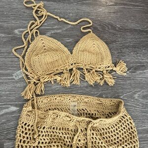 Long pants crocheted pants set